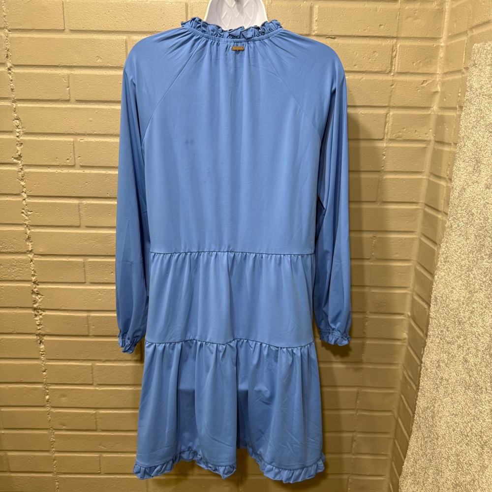 Cabana Life Periwinkle Blue Tiered Ruffle Dress Embroidered UPF 50+ M Coastal - Picture 5 of 16